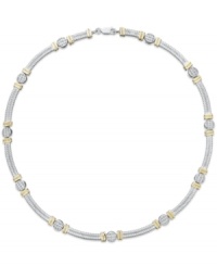 Try a trendy two-tone style. This intricate cable link necklace is crafted in 14k gold and sterling silver for a versatile touch, while sparkling diamond accents add shine. Approximate length: 16 inches. Try a trendy two-tone style. This intricate cable link necklace is crafted in 14k gold and sterling silver for a versatile touch, while sparkling diamond accents add shine. Approximate length: 16 inches.