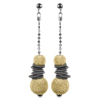 Studio 925 Bingle Bangle Italian Sterling Silver with Yellow Gold Vermeil, Diamond cut Beads and Grey Spring Earrings Studio 925 Bingle Bangle Italian Sterling Silver with Yellow Gold Vermeil, Diamond cut Beads and Grey Spring Earrings