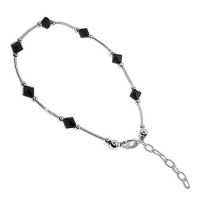 Sterling Silver Black Crystal Anklet 9 9.5 10 inch Ankle Bracelet Made with Swarovski Elements Sterling Silver Black Crystal Anklet 9 9.5 10 inch Ankle Bracelet Made with Swarovski Elements