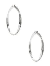 GUESS Silver-Tone Rhinestone Twisted Hoop Earr, SILVER GUESS Silver-Tone Rhinestone Twisted Hoop Earr, SILVER