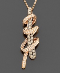 Break the mold with this artistic pendant; beautiful round-cut chocolate diamonds® (3/4 ct. t.w.) look stunning set in 14k rose gold. Diamond necklace approximate length: 18 inches. Approximate drop: 1-1/2 inches. Break the mold with this artistic pendant; beautiful round-cut chocolate diamonds® (3/4 ct. t.w.) look stunning set in 14k rose gold. Diamond necklace approximate length: 18 inches. Approximate drop: 1-1/2 inches.