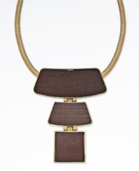 Be bold! This Bar III necklace pairs wooden geometric shapes with gold-tone accents for a statement-making effect. Crafted in metal with gold-plating. Approximate drop: 19-3/4 inches with 3 inch extension. Wood pendant approximate drop: 3-3/4 inches. Be bold! This Bar III necklace pairs wooden geometric shapes with gold-tone accents for a statement-making effect. Crafted in metal with gold-plating. Approximate drop: 19-3/4 inches with 3 inch extension. Wood pendant approximate drop: 3-3/4 inches.