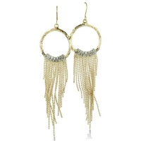 Vintage Inspired Rhinestone Circle Dangle Fashion Earrings With Fun Chain Dangles. 4 1/4 Inches Long Vintage Inspired Rhinestone Circle Dangle Fashion Earrings With Fun Chain Dangles. 4 1/4 Inches Long