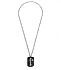 G by GUESS Silver Cross Dog Tag Necklace, HEMATITE G by GUESS Silver Cross Dog Tag Necklace, HEMATITE