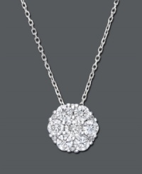 A simple drop creates a stunning look of sparkle and elegance. This chic pendant features round-cut diamonds (1 ct. t.w.) set in 14k white gold. Approximate length: 16 inches. Approximate drop: 3/8 inch. A simple drop creates a stunning look of sparkle and elegance. This chic pendant features round-cut diamonds (1 ct. t.w.) set in 14k white gold. Approximate length: 16 inches. Approximate drop: 3/8 inch.