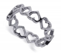 Sterling Silver 5mm Cute Tiny Hollow Hearts Polished Finish Band Ring Size 4, 5, 6, 7, 8, 9 Sterling Silver 5mm Cute Tiny Hollow Hearts Polished Finish Band Ring Size 4, 5, 6, 7, 8, 9