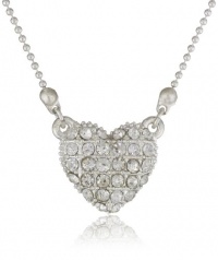 Nine West Hearts On Fire Silver-Tone Pave Crystal Heart Pendant Necklace Nine West Hearts On Fire Silver-Tone Pave Crystal Heart Pendant Necklace
