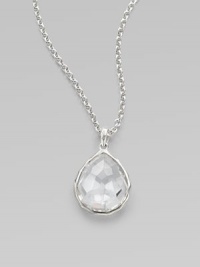 From the Rock Candy® Collection. This versatile style features a faceted, teardrop shape clear quartz stone set in sterling silver on a pretty link chain. Clear quartzSterling silverLength, about 16 to 18 adjustablePendant size, about ½ Lobster clasp closureImported 