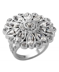 A fashionable flower. This chic cocktail ring from Fossil features a decorative daisy motif. Adorned with a sparkling selection of clear crystals, it's crafted in vintage silver tone mixed metal. Size 7. A fashionable flower. This chic cocktail ring from Fossil features a decorative daisy motif. Adorned with a sparkling selection of clear crystals, it's crafted in vintage silver tone mixed metal. Size 7.