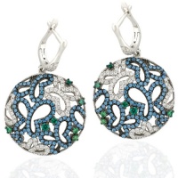 Ryssa925 Micropave Series - Silver & Multicolor Sworovski Cubic Zirconia Butterfly Circle Earrings Ryssa925 Micropave Series - Silver & Multicolor Sworovski Cubic Zirconia Butterfly Circle Earrings