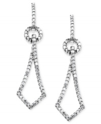 Forever stylish, these intriguing earrings feature sparkling round-cut diamond (1/3 ct. t.w.) set in 14k white gold. Approximate drop: 1-1/4 inches. Forever stylish, these intriguing earrings feature sparkling round-cut diamond (1/3 ct. t.w.) set in 14k white gold. Approximate drop: 1-1/4 inches.