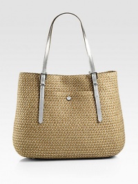 A packable style in a lovely woven design with snake embossed leather trim.Double leather top handles, 10 dropTop zip and magnetic snap closureOne outside open pocketOne inside zip pocketTwo inside open pocketsPlastic/polyesterCotton lining15W X 11½H X 6DImported A packable style in a lovely woven design with snake embossed leather trim.Double leather top handles, 10 dropTop zip and magnetic snap closureOne outside open pocketOne inside zip pocketTwo inside open pocketsPlastic/polyesterCotton lining15W X 11½H X 6DImported