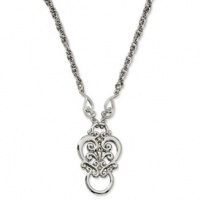 Silver-tone Fancy Scroll Eyeglass Holder Necklace - JewelryWeb Silver-tone Fancy Scroll Eyeglass Holder Necklace - JewelryWeb