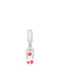 Three pink enamel hearts make the sterling silver flip-flop dangle charm even more fun. Donatella is a playful collection of charm bracelets and necklaces that can be personalized to suit your style! Available exclusively at Macy's. Three pink enamel hearts make the sterling silver flip-flop dangle charm even more fun. Donatella is a playful collection of charm bracelets and necklaces that can be personalized to suit your style! Available exclusively at Macy's.