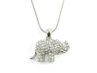 Beautiful Large Ice Crystal Circus Elephant Trunk Up Charm Necklace Silver Tone (Style4) Beautiful Large Ice Crystal Circus Elephant Trunk Up Charm Necklace Silver Tone (Style4)