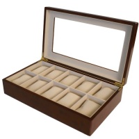 Watch Box for 10 Watches Cherry Matte Finish XL Extra Large Compartments Soft Cushions Clearance Window Watch Box for 10 Watches Cherry Matte Finish XL Extra Large Compartments Soft Cushions Clearance Window