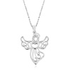 White Sapphire and Sterling Silver Angel Pendant/Necklace with 18 Chain