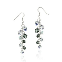 Sterling Silver Swarovski Elements Grey and Aurorae Boreale Linear Drop Earrings Sterling Silver Swarovski Elements Grey and Aurorae Boreale Linear Drop Earrings