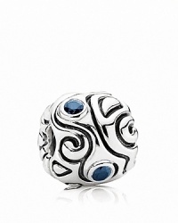 Swirling lines and bezel-set indigo zirconia stones make this sterling silver PANDORA charm bewitching. Swirling lines and bezel-set indigo zirconia stones make this sterling silver PANDORA charm bewitching.
