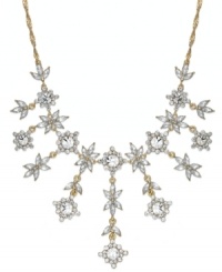 Embrace the drama. Charter Club's intricate necklace combines rows of linear floral pendants with clear glass accents. Set in gold tone mixed metal. Approximate length: 16-1/2 inches + 2-inch extender. Approximate drop: 4 inches. Embrace the drama. Charter Club's intricate necklace combines rows of linear floral pendants with clear glass accents. Set in gold tone mixed metal. Approximate length: 16-1/2 inches + 2-inch extender. Approximate drop: 4 inches.