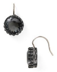 The plot thickens: These striking Juicy Couture earrings add instant drama, cast in plated metal with color-rich gemstones. The plot thickens: These striking Juicy Couture earrings add instant drama, cast in plated metal with color-rich gemstones.