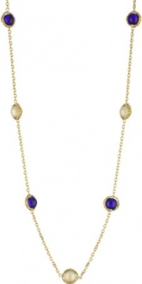 Carolee 40th Anniversary Gold-Tone with White Pearl and Blue Station Illusion Necklace Carolee 40th Anniversary Gold-Tone with White Pearl and Blue Station Illusion Necklace