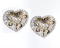 B. Brilliant 18K Gold Over Sterling Silver Filigree and Cubic Zirconia Heart Button Earrings B. Brilliant 18K Gold Over Sterling Silver Filigree and Cubic Zirconia Heart Button Earrings