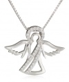 Sterling Silver Clear Cubic Zirconia Angel Pendant Necklace, 18