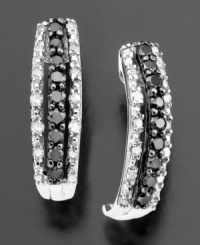 Embrace a color combo that's always in style. These gorgeous striped diamond earrings feature round-cut black diamonds (1/5 ct. t.w.) and white diamonds (1/10 ct. t.w.) set in 14k white gold. Approximate drop: 1/2 inch.