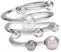 Majorica 4mm Multi-Pearls with Cubic Zirconia on Endless Sterling Silver or 18K Gold Vermeil Ring, Size 7 Majorica 4mm Multi-Pearls with Cubic Zirconia on Endless Sterling Silver or 18K Gold Vermeil Ring, Size 7