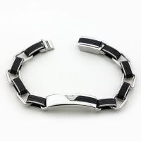 Emporio Armani EGS1529 Men's Silver Tone and Black Stainless Steel Link Bracelet Emporio Armani EGS1529 Men's Silver Tone and Black Stainless Steel Link Bracelet