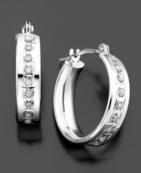 Add a silver lining to your look with these beautiful earrings featuring round-cut diamond accents set in 14k white gold. Approximate diameter: 1/2 inch. Add a silver lining to your look with these beautiful earrings featuring round-cut diamond accents set in 14k white gold. Approximate diameter: 1/2 inch.
