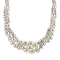 Cream Simulated Three Strand Twisted Pearl Necklace, 18 Cream Simulated Three Strand Twisted Pearl Necklace, 18
