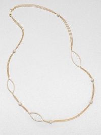 An elegantly delicate style with stone accented stations on multi-row link chains. Glass stonesGoldtoneLength, about 38Lobster clasp closureImported 