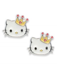 The royal treatment. This pair of sterling silver Princess Kitty stud earrings from Hello Kitty makes for quite the crowning achievement. Approximate diameter: 1/2 inch. The royal treatment. This pair of sterling silver Princess Kitty stud earrings from Hello Kitty makes for quite the crowning achievement. Approximate diameter: 1/2 inch.
