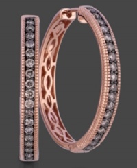 Step away from the ordinary with these stunning Le Vian earrings featuring round-cut chocolate diamond (5/8 ct. t.w.) set in 14k rose gold. Approximate drop: 1 inch. Step away from the ordinary with these stunning Le Vian earrings featuring round-cut chocolate diamond (5/8 ct. t.w.) set in 14k rose gold. Approximate drop: 1 inch.