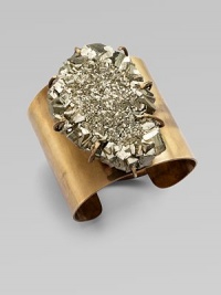 A beautifully natural, statement piece featuring a highly textured pyrite stone. PyriteBrassDiameter, about 2½Looped closureMade in USAPlease note: Stone size and appearance may vary. A beautifully natural, statement piece featuring a highly textured pyrite stone. PyriteBrassDiameter, about 2½Looped closureMade in USAPlease note: Stone size and appearance may vary.