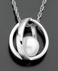 Showcase your style with a pretty cultured freshwater pearl (8-9 mm) sterling silver cage pendant. Chain measures 18 inches; drop measures 3/4 inch. Showcase your style with a pretty cultured freshwater pearl (8-9 mm) sterling silver cage pendant. Chain measures 18 inches; drop measures 3/4 inch.