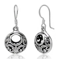 925 Oxidized Sterling Silver Bali Inspired Open Filigree Circle Dangle Hook Earrings Jewelry for Women - Nickel Free 925 Oxidized Sterling Silver Bali Inspired Open Filigree Circle Dangle Hook Earrings Jewelry for Women - Nickel Free