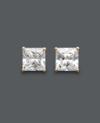 Don't be afraid to indulge in a little sparkle. Arabella's luminous stud earrings features princess-cut Swarovski zirconias (3-3/4 ct. t.w.) set in polished 14k gold. Approximate diameter: 6 mm. Don't be afraid to indulge in a little sparkle. Arabella's luminous stud earrings features princess-cut Swarovski zirconias (3-3/4 ct. t.w.) set in polished 14k gold. Approximate diameter: 6 mm.