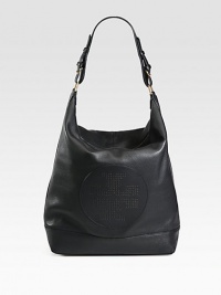 A perforated signature medallion adds edgy style to this easy shape of sumptuous leather. Adjustable shoulder strap, 6-6½ dropTop zip closureOne inside zip pocketTwo inside open pocketsCotton lining11½W X 14¾H X 5½DImported A perforated signature medallion adds edgy style to this easy shape of sumptuous leather. Adjustable shoulder strap, 6-6½ dropTop zip closureOne inside zip pocketTwo inside open pocketsCotton lining11½W X 14¾H X 5½DImported