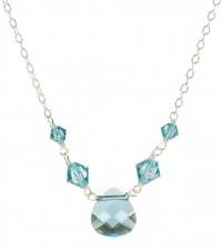 Sterling Silver Swarovski Elements Aquamarine Colored Briolette and Beads Necklace, 18 Sterling Silver Swarovski Elements Aquamarine Colored Briolette and Beads Necklace, 18