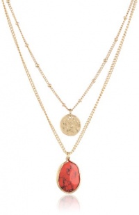 NINE WEST VINTAGE AMERICA Rugged Beauty Worn-Gold Tone Double Pendant Necklace, 16 NINE WEST VINTAGE AMERICA Rugged Beauty Worn-Gold Tone Double Pendant Necklace, 16