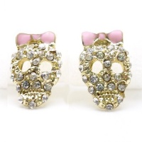DaisyJewel Top Seller Mega Clearance Sale Zombie Reaper Glam Betsey Johnson Style Mini Pink Bow Crystal Encrusted Gold Skull Stud Earrings - La Calaverada Calaca - El Difunto Los Angelitos DaisyJewel Top Seller Mega Clearance Sale Zombie Reaper Glam Betsey Johnson Style Mini Pink Bow Crystal Encrusted Gold Skull Stud Earrings - La Calaverada Calaca - El Difunto Los Angelitos