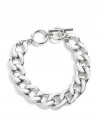 GUESS Silver-Tone Chain Link Bracelet With Whi, WHITE GUESS Silver-Tone Chain Link Bracelet With Whi, WHITE