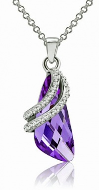 ARCO IRIS Fluid Wing Swarovski Elements Crystal Pendant Necklace W 18k White Gold Plated Chain (Tanzanite Purple) - 2045801