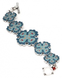 Lucky Brand Suzani Silver-Tone Blue Enamel Toggle Bracelet