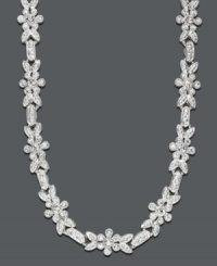The perfect complement to your favorite evening gown. This sparkling Charter Club necklace features crystal flowers and links set in silver tone mixed metal. Approximate length: 16-1/2 inches. The perfect complement to your favorite evening gown. This sparkling Charter Club necklace features crystal flowers and links set in silver tone mixed metal. Approximate length: 16-1/2 inches.