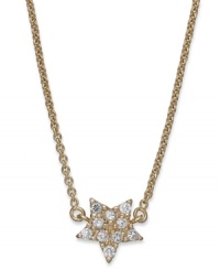 Shine like a star. B. Brilliant's pendant sparkles with round-cut cubic zirconias (1/6 ct. t.w.) adding a lustrous touch. Crafted from 18k gold over sterling silver. Approximate length: 18 inches. Approximate diameter: 1/3 inch. Shine like a star. B. Brilliant's pendant sparkles with round-cut cubic zirconias (1/6 ct. t.w.) adding a lustrous touch. Crafted from 18k gold over sterling silver. Approximate length: 18 inches. Approximate diameter: 1/3 inch.