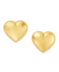 A romantic accent. Giani Bernini's petite stud earrings feature a puffed heart shape in 24k gold over sterling silver. Approximate diameter: 1/4 inch. A romantic accent. Giani Bernini's petite stud earrings feature a puffed heart shape in 24k gold over sterling silver. Approximate diameter: 1/4 inch.